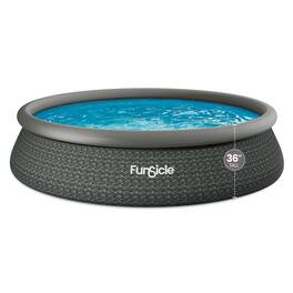 Funsicle - 15' x 36" QuickSet Inflatable Ring Top Outdoor Above Ground Pool w/Pump - Brown