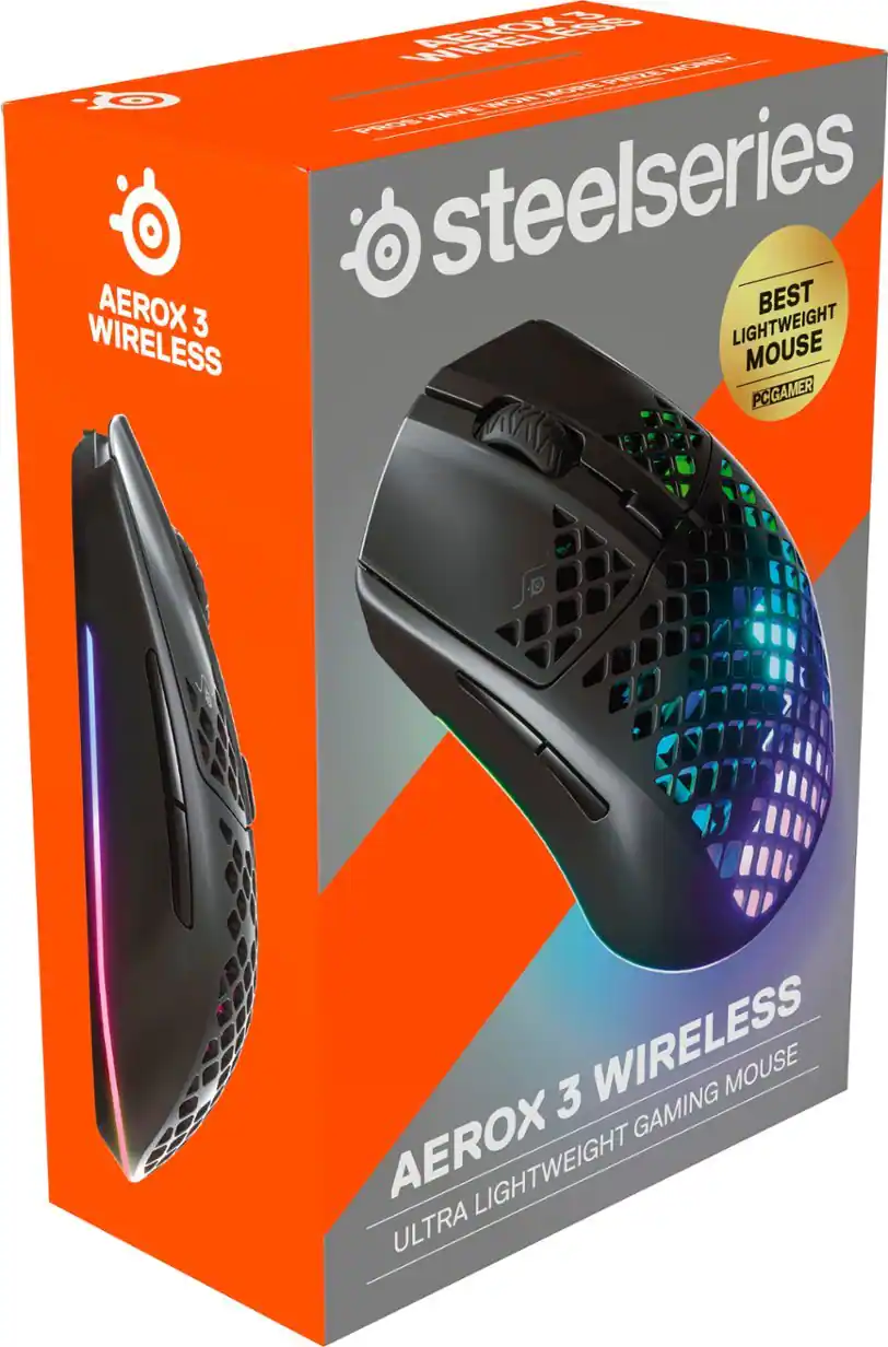 SteelSeries Aerox 3 Super Light Honeycomb Wireless RGB Optical Gaming ...