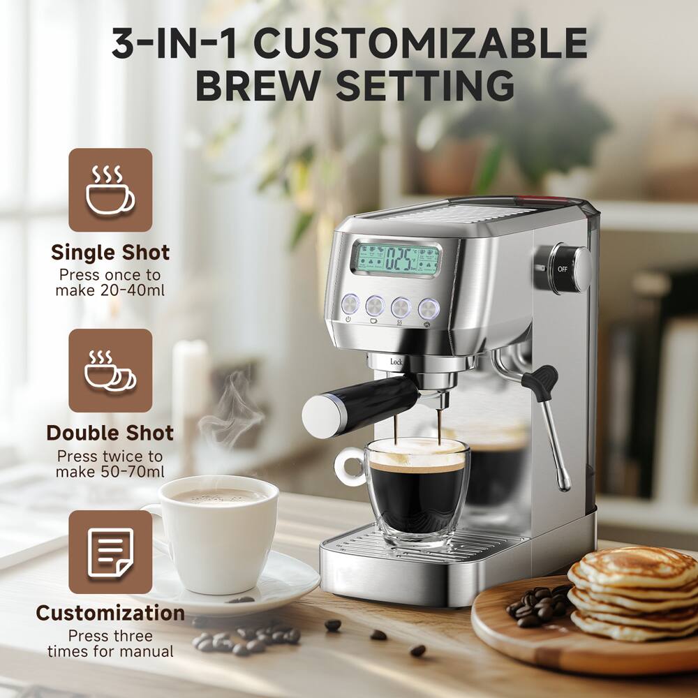 3-IN-1 CUSTOMIZABLE BREW SETTING

Single Shot
Press once to make 20-40ml

Double Shot
Press twice to make 50-70ml

Customization
Press three times for manual