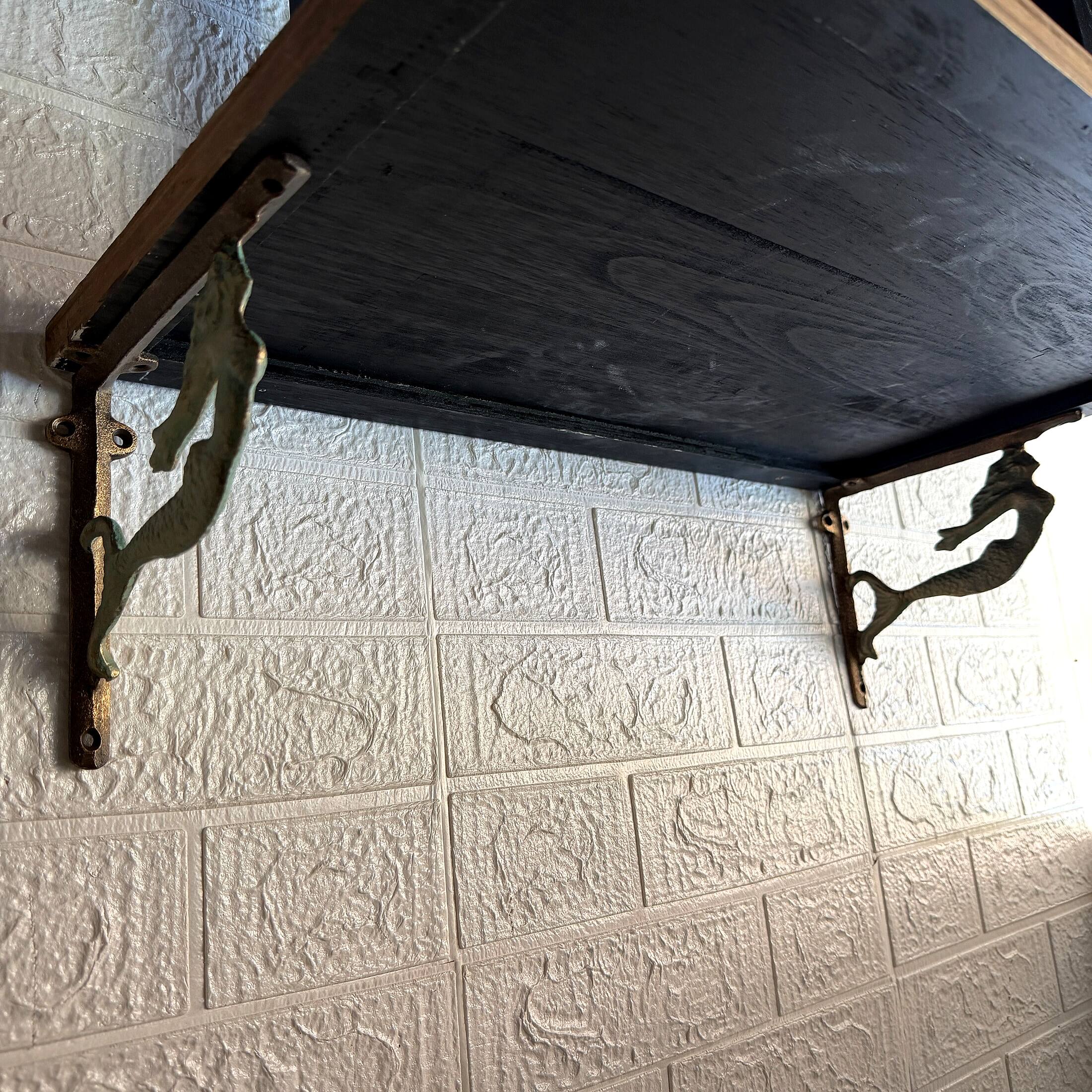 Alt View 4. Zeckos - Cast Iron Swimming Mermaid Wall Shelf Bracket Coastal Decor Set of 2, Verdigris and Bronze - Bronze.