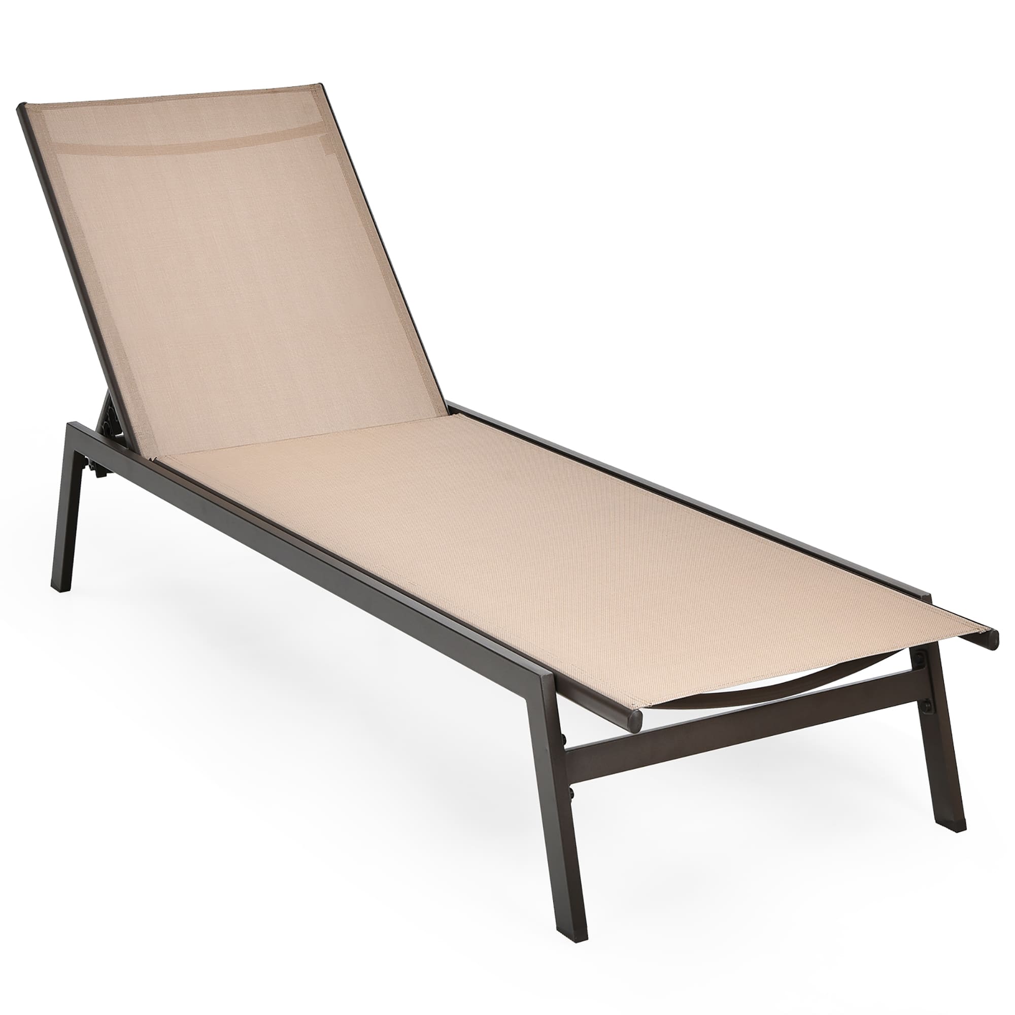 Costway - Patio Lounge Chair Chaise Recliner Back Adjustable Garden Deck - Brown price history on PriceWatchPro