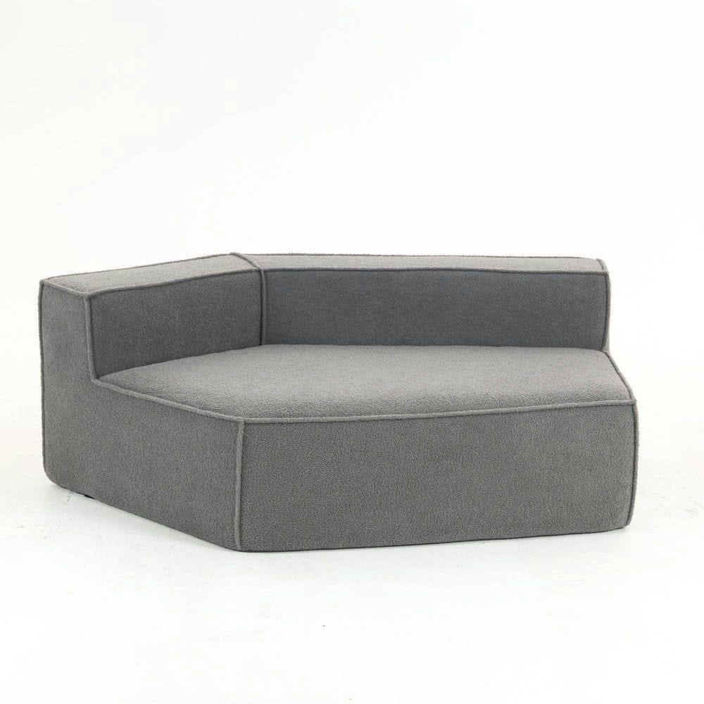 Alt View 1. Kadyn - Grey Teddy Fleece Single Sofa Chair - Compressed Modular Wide Seat with 3 Back Cushions, Cozy for Living Room & Dorm - Gray.