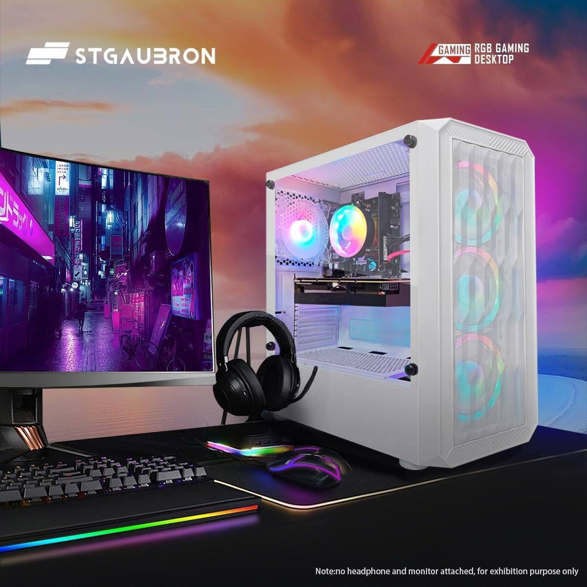STGAUBRON GAMING RGB GAMING DESKTOP

Note: no headphone and monitor attached, for exhibition purpose only