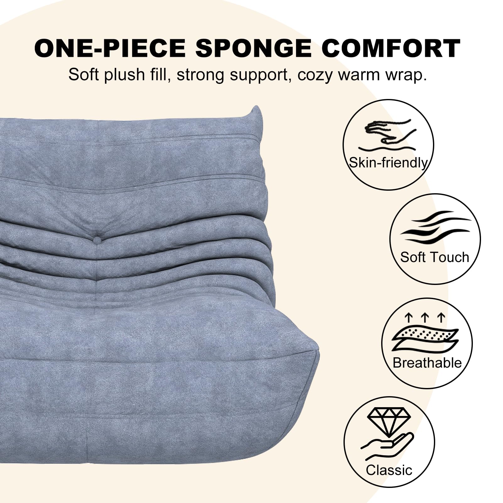 ONE-PIECE SPONGE COMFORT  
Soft plush fill, strong support, cozy warm wrap.  

- Skin-friendly  
- Soft Touch  
- Breathable  
- Classic