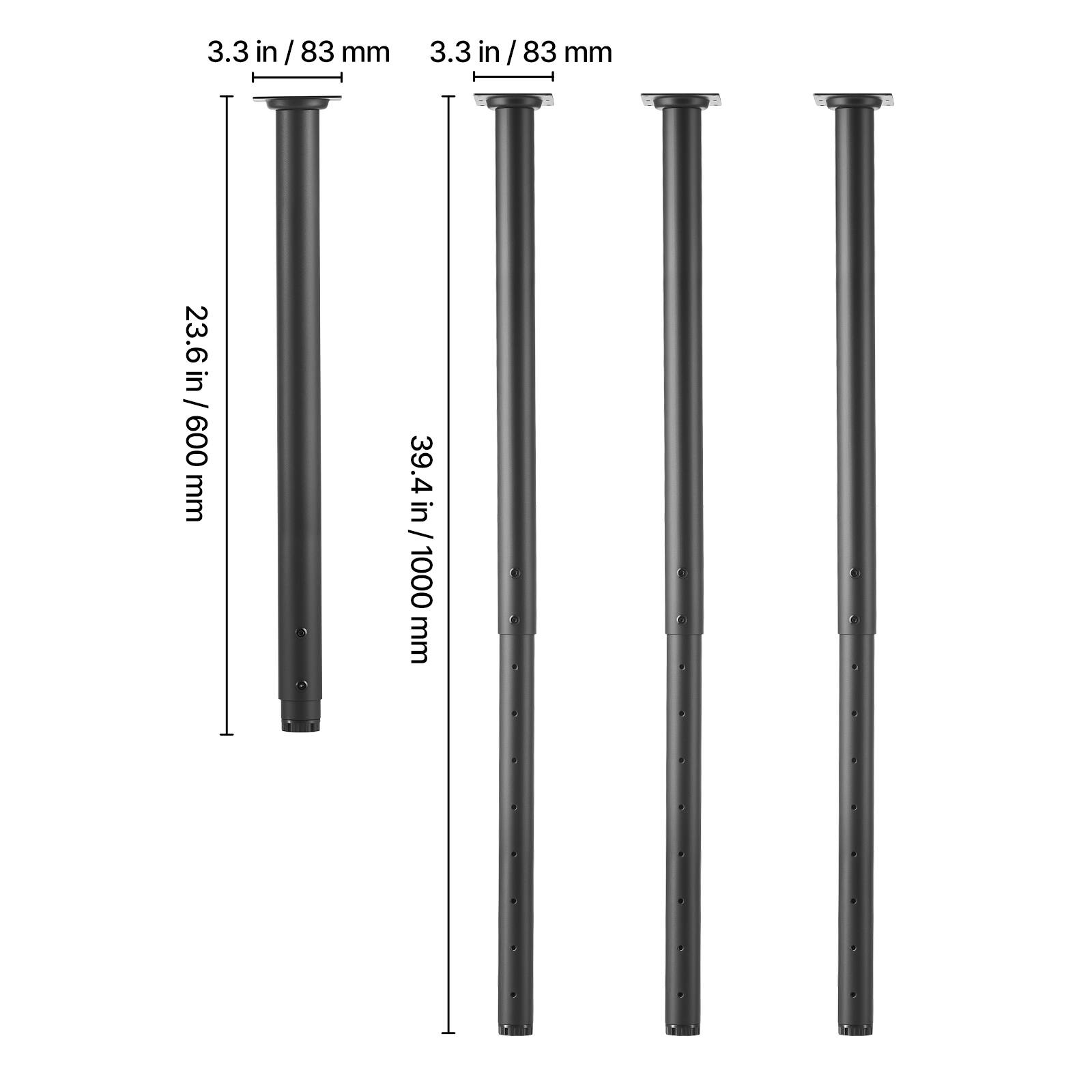 3.3 in / 83 mm  
3.3 in / 83 mm  
23.6 in / 600 mm  
39.4 in / 1000 mm