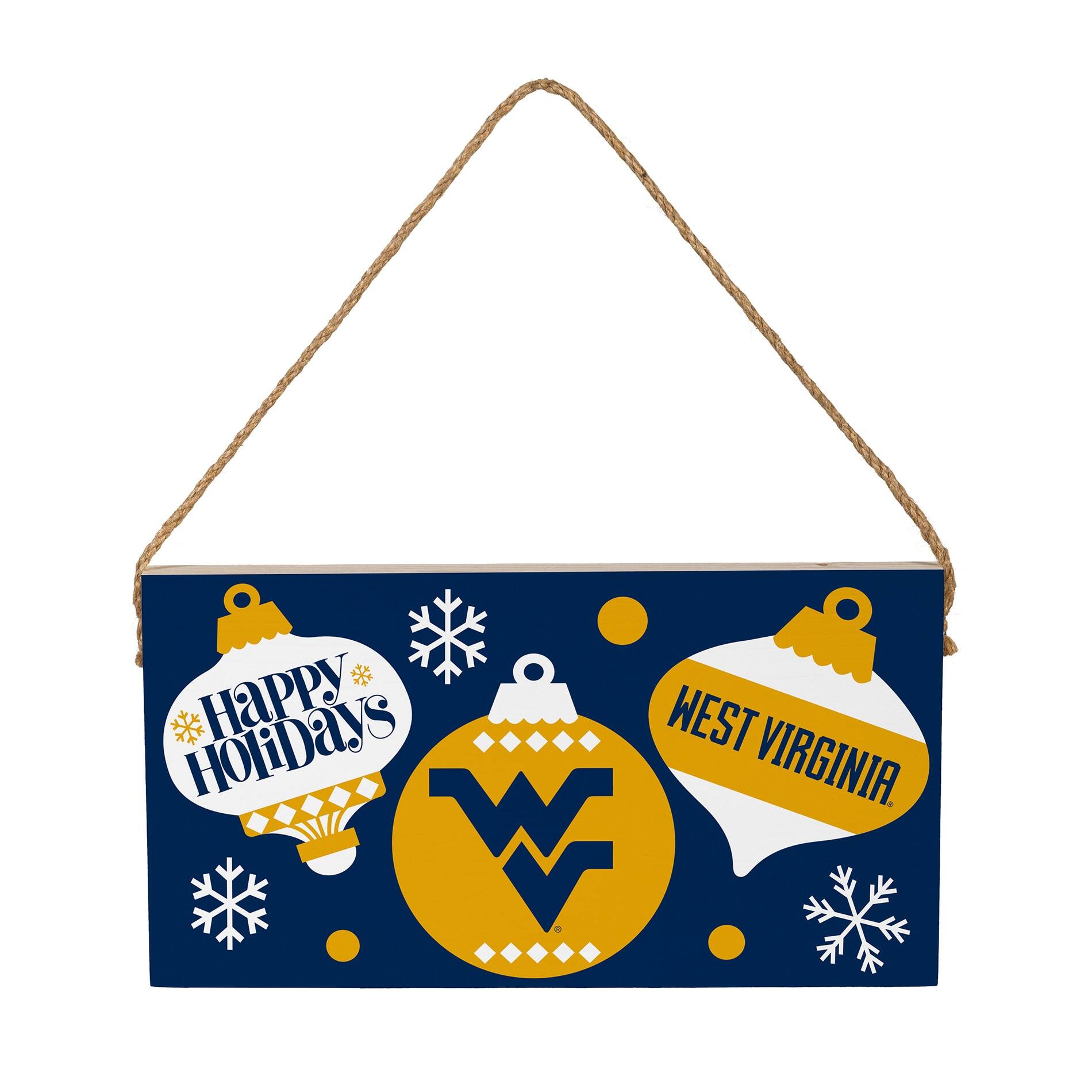 West Virginia Mountaineers 6" x 11" Holiday Wood Wall Sign
