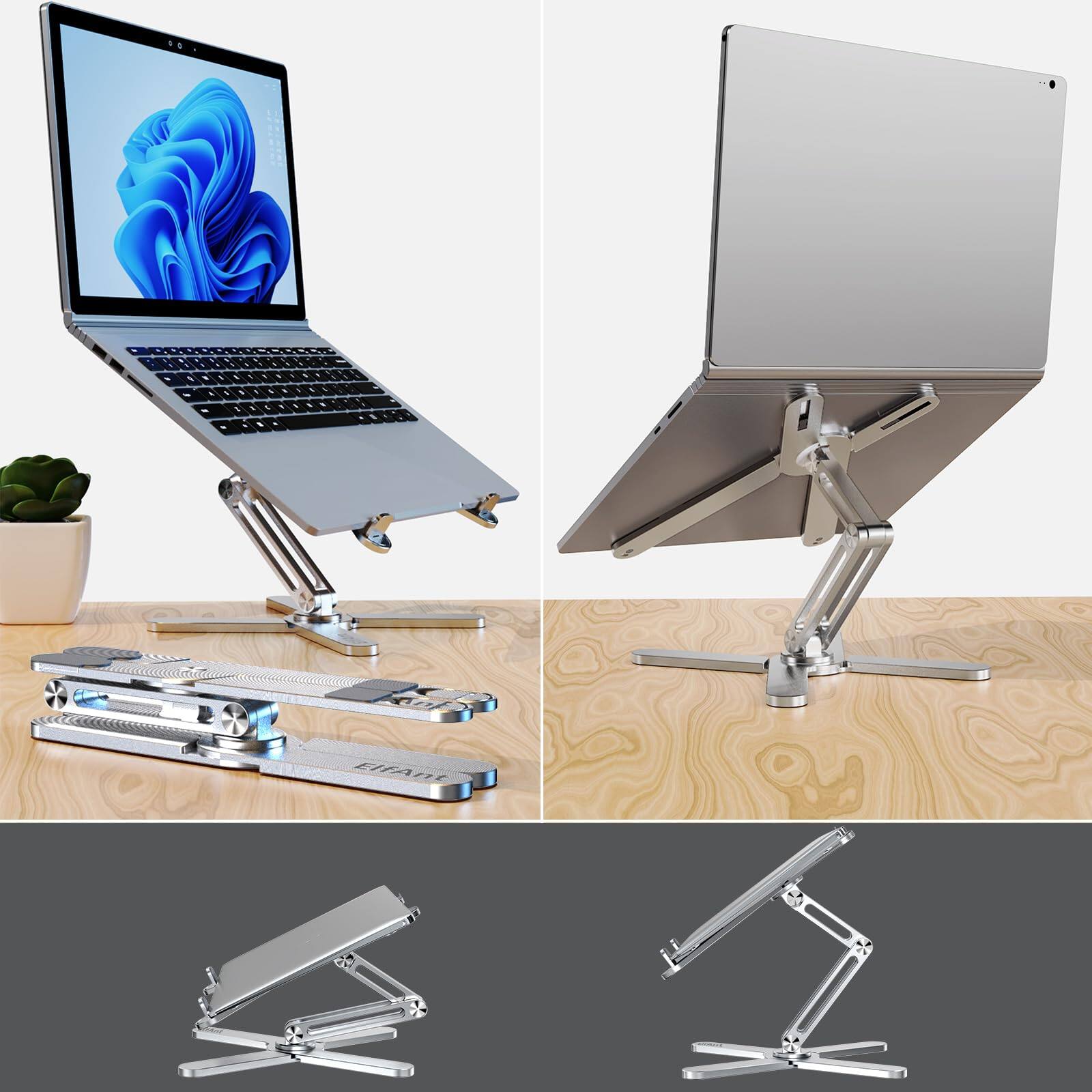 Angle. HongFei - Laptop Stand 360 Degree Rotation Adjustable Portable for 10" - 17" Laptop Tablet - Silver.