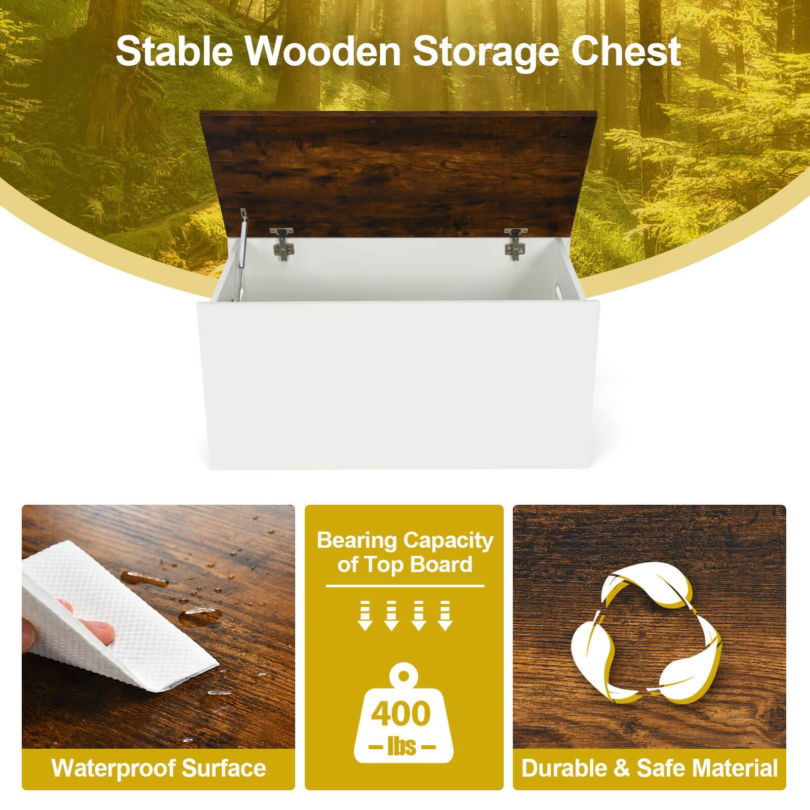 Stable Wooden Storage Chest

- Waterproof Surface
- Bearing Capacity of Top Board: 400 lbs
- Durable & Safe Material