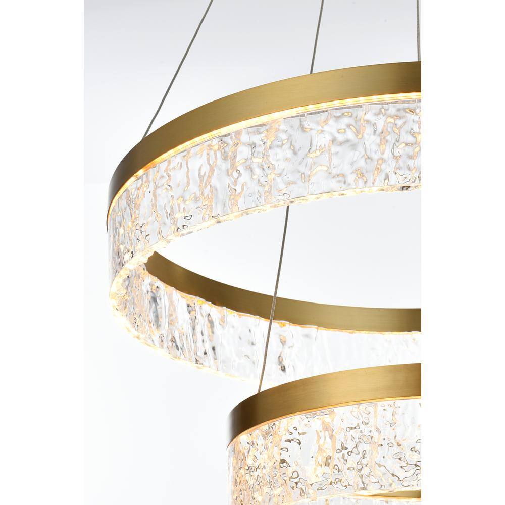 Alt View 6. Elegant Lighting - Linden 22 inch Adjustable LED chandelier in Satin Gold - Satin Gold.