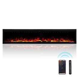 Mondawe - 88" Electric Fireplace w/ 13 Flame Colors, WiFi App and Smart Control - Black