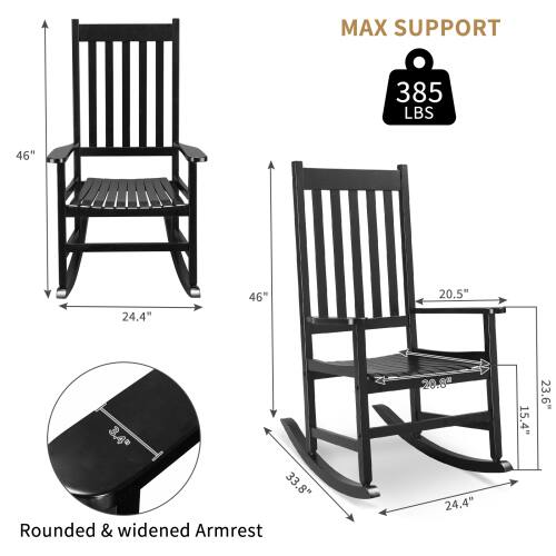 MAX SUPPORT 385 LBS  
46"  
24.4"  
46"  
20.5"  
34"  
33.8"  
33.8"  
Rounded & widened Armrest  
28.8"  
24.4"  
15.4"  
23.6"