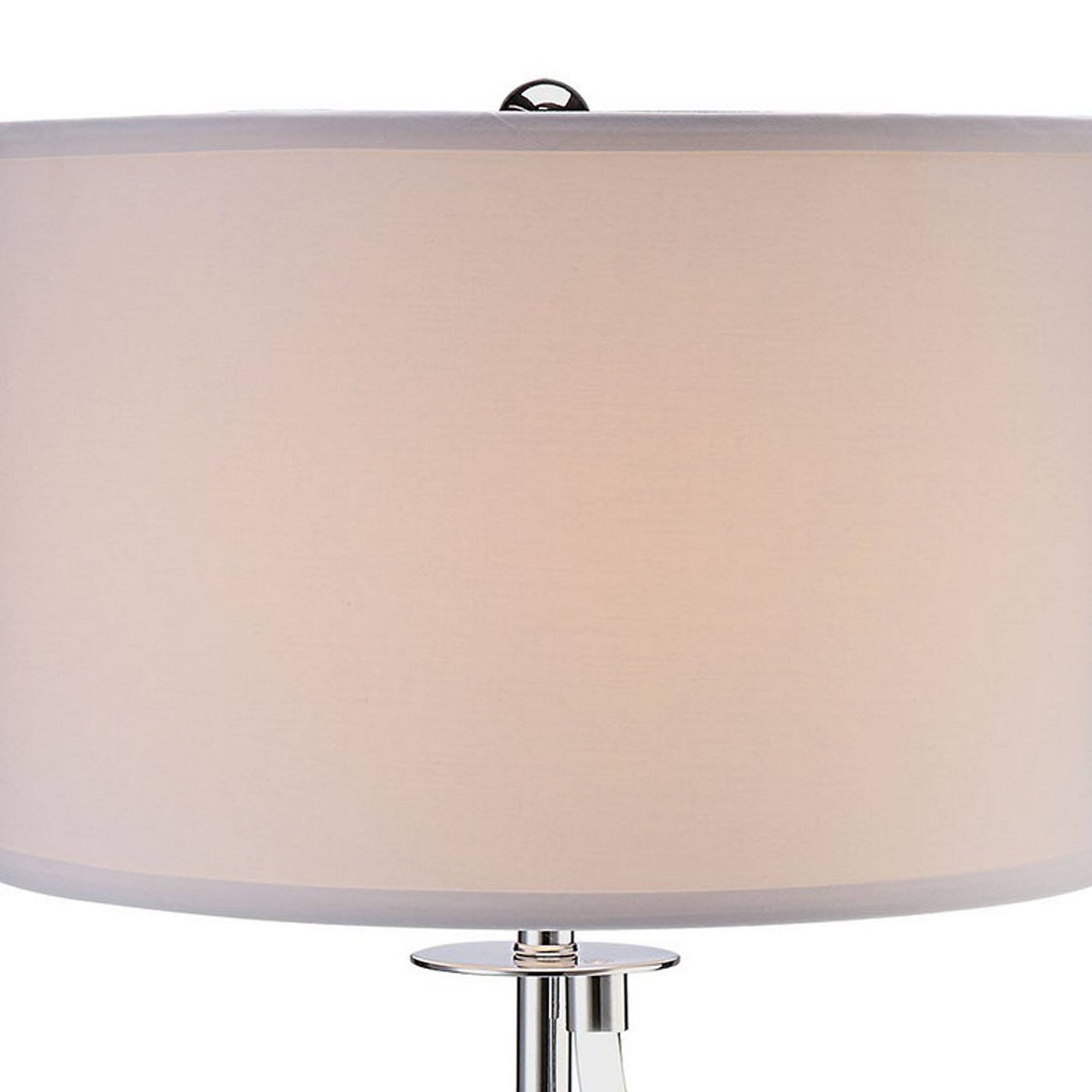 Angle. Manhattan Lane - Jame 29 Inch Table Lamp, Drum Fabric Shade, Accent Round Chrome Base - Chrome, Silver, White.