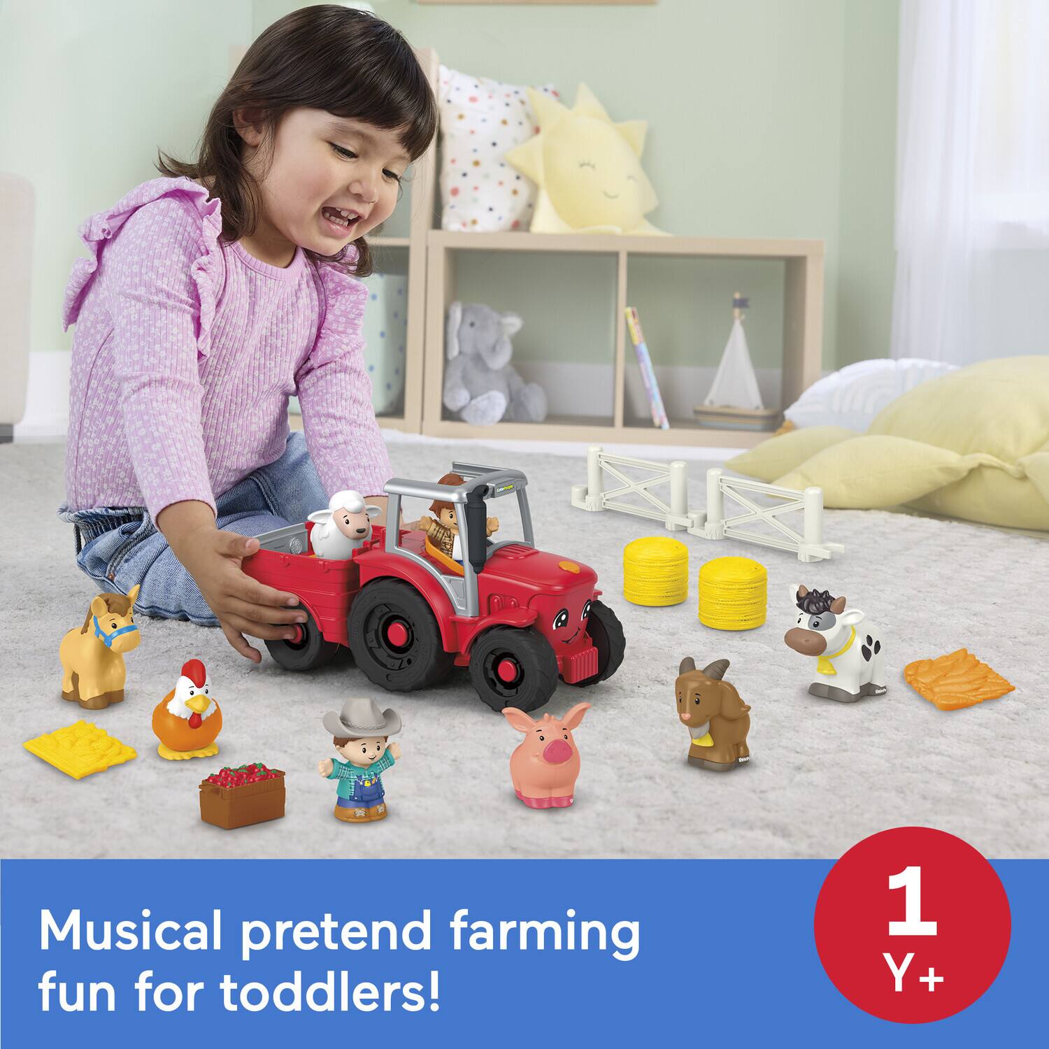 Musical pretend farming fun for toddlers!  
1 Y+