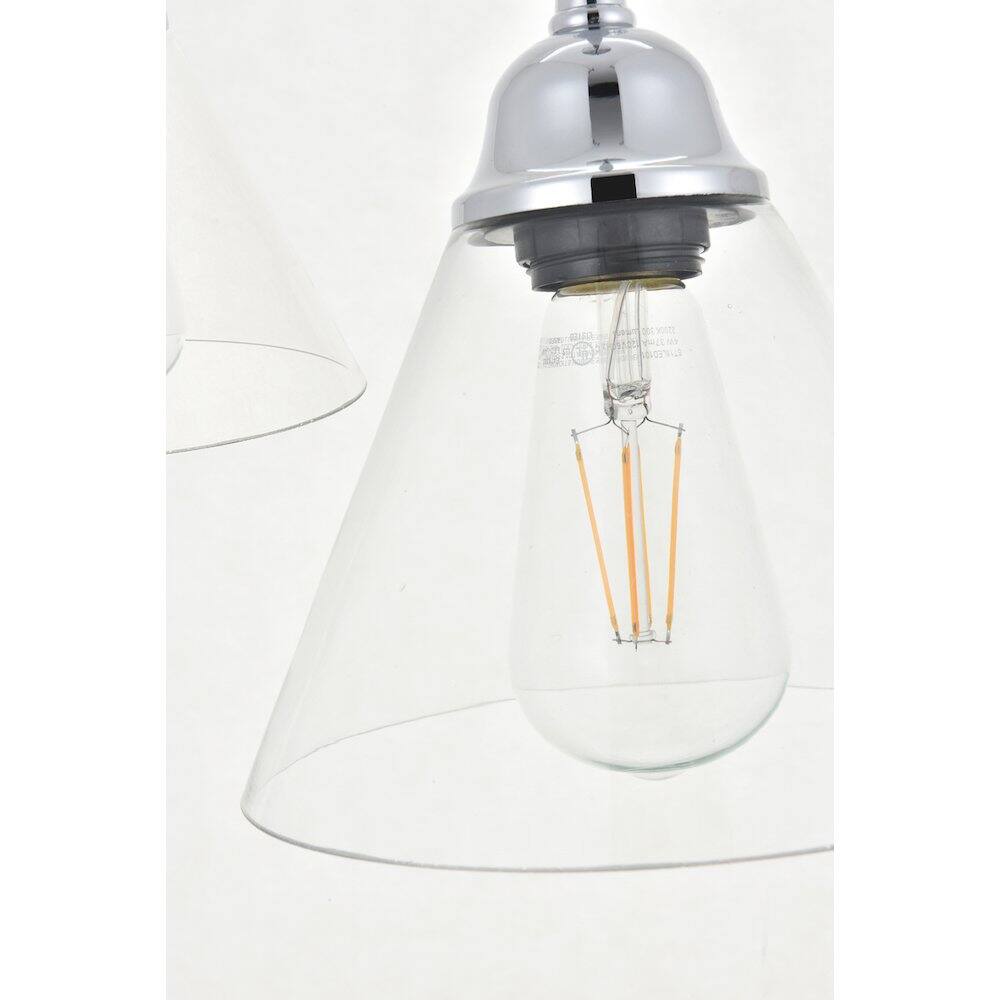 Back. Living District - Histoire 5 Light Chrome Pendant - Chrome And Clear.