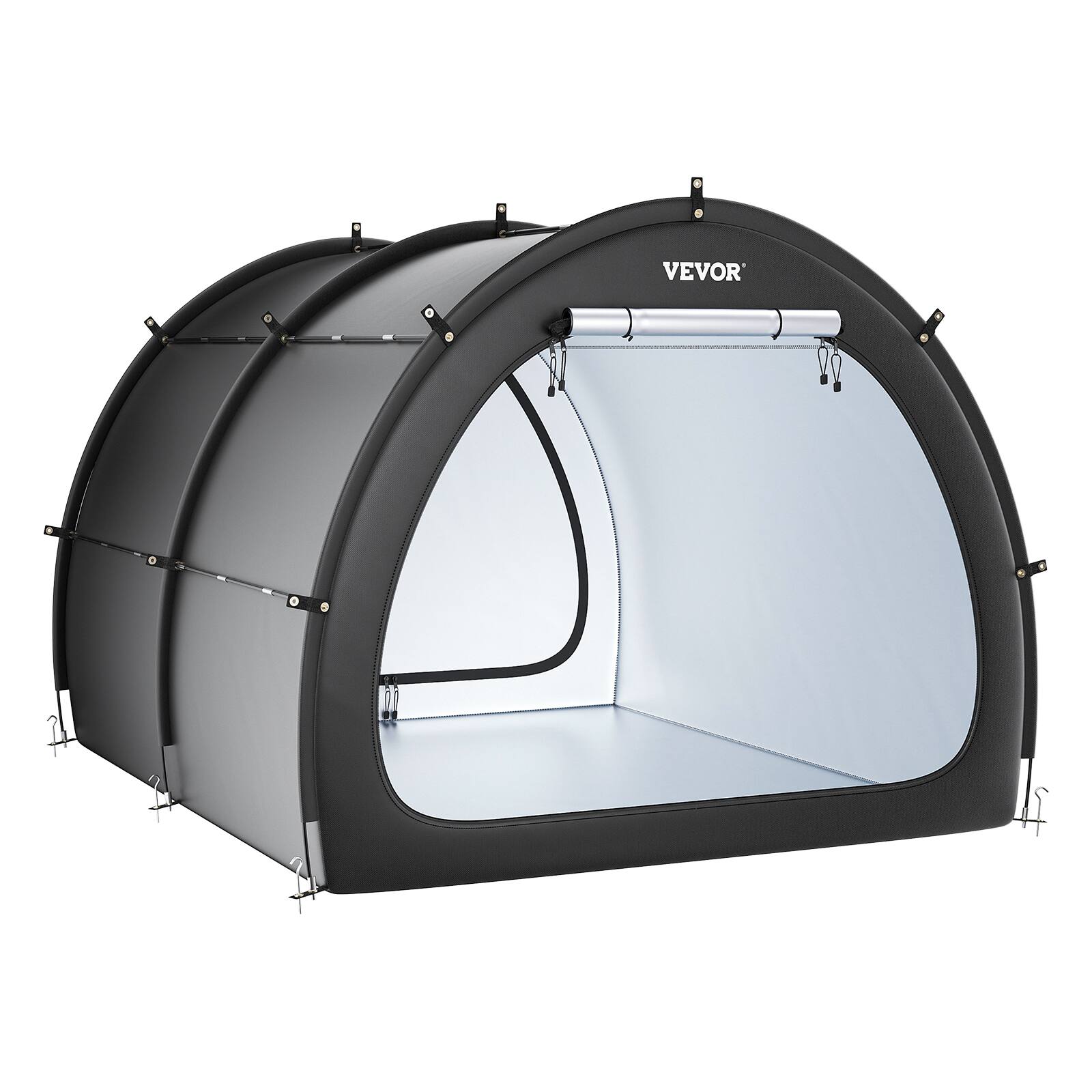 Alt View 5. VEVOR - 5+ Bikes, Outdoor Spacious Bike Storage Tent with Ventilated Window, Waterproof Fan-Shaped Bike Tent - Black.