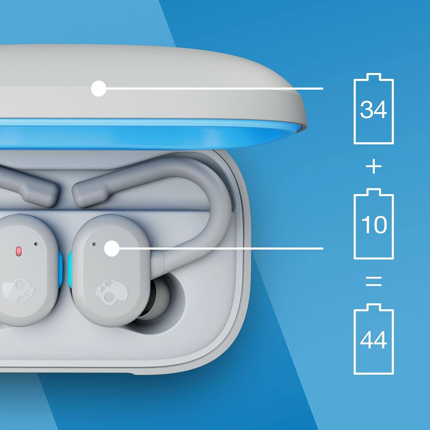 Alt View 1. Skullcandy - Push Active In-Ear Wireless Earbuds, 43 Hr Battery, Alexa Enabled, Microphone, Works with iPhone Android & Bluetooth - Light Grey.