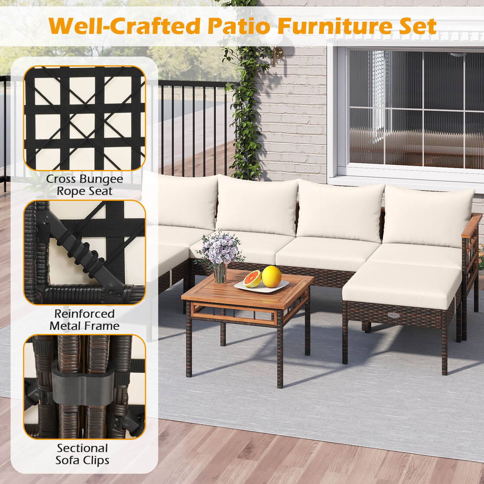 Well-Crafted Patio Furniture Set

- Cross Bungee Rope Seat
- Reinforced Metal Frame
- Sectional Sofa Clips