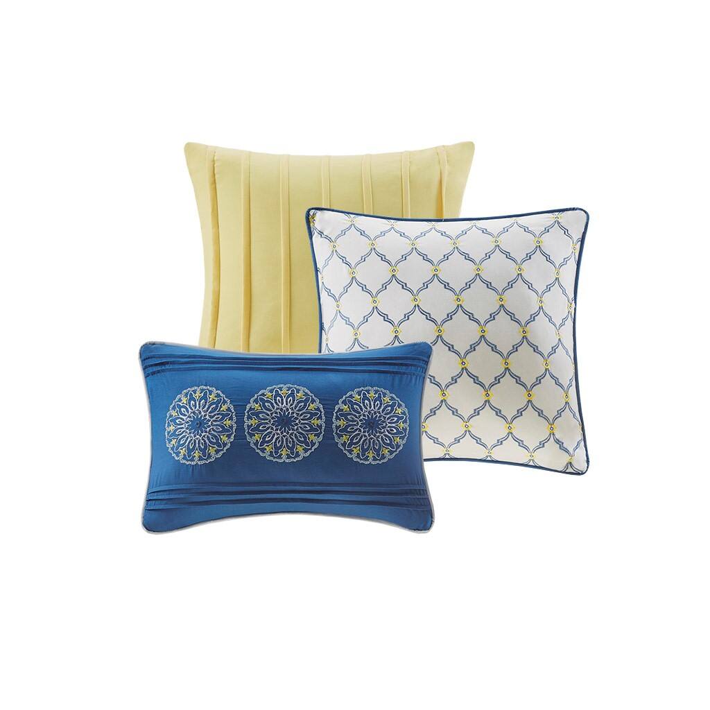 Alt View 4. Gracie Mills - Gracie Mills Lilly 6 Piece Medallion Reversible Quilt Set with Decorative Pillows - Blue.