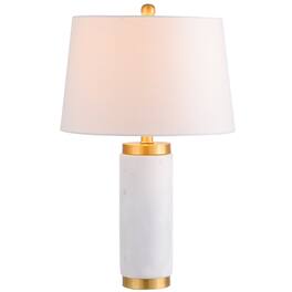 Jonathan Y - Adams 23" Marble LED Table Lamp, White/Brass - White/Gold