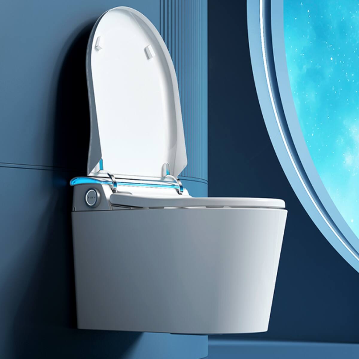Loheer Wall Mounted Smart Toilet Automatic Opening Bidet Toilet with ...