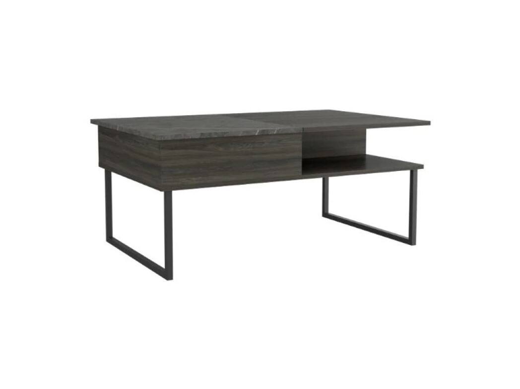 Left. Hivvago - Hivvago 41 Inch Metal Lift Top Coffee Table With Two Shelves - Onyx.