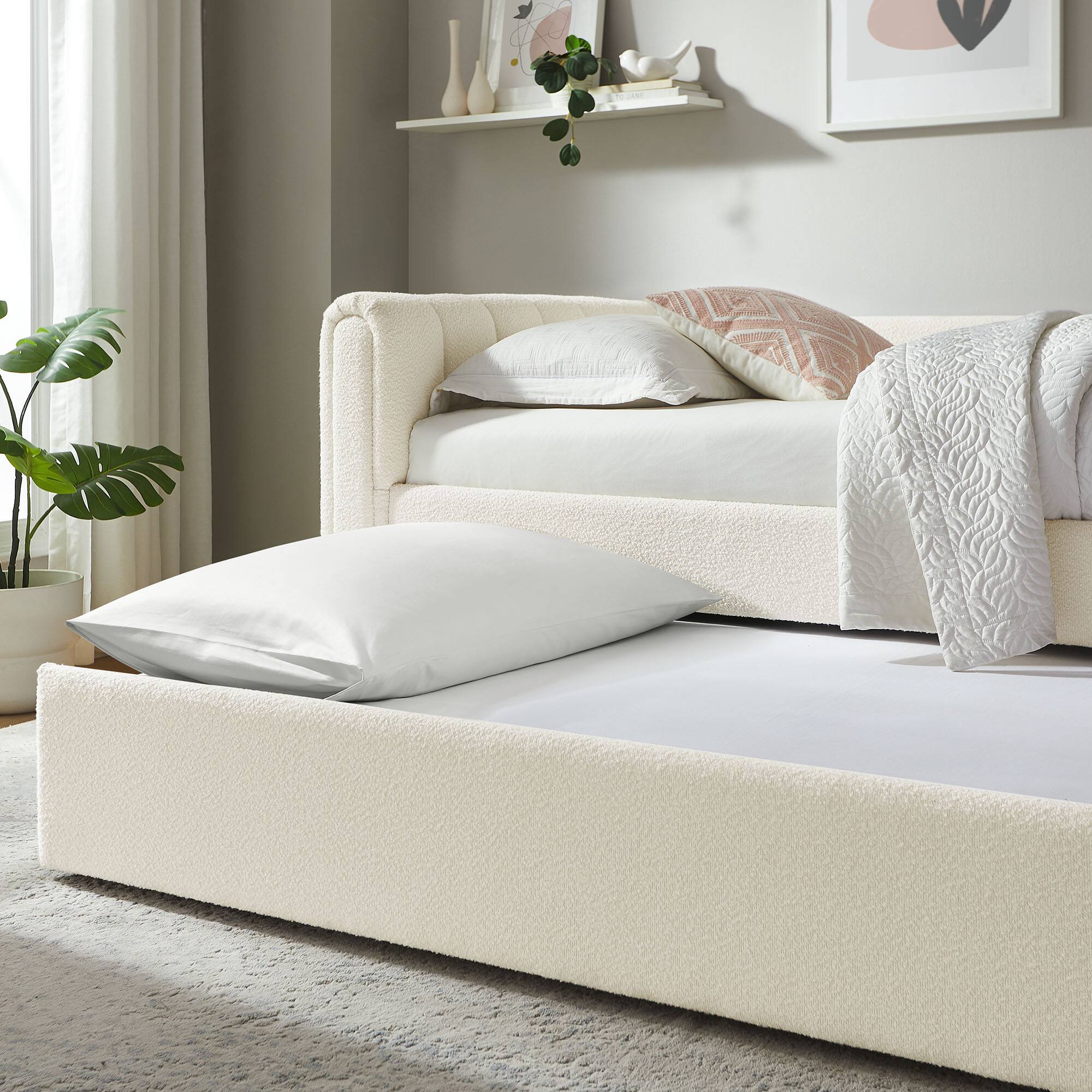Alt View 2. Modway - Veyla Channel Tufted Boucle Twin Daybed With Trundle by Modway - Cloud.
