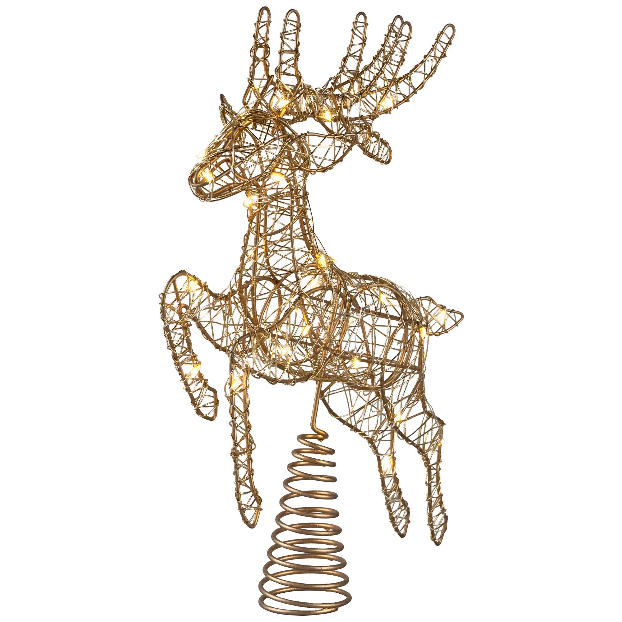 Alt View 3. Northlight - LED Lighted Reindeer Christmas Tree Topper - 13"  - Gold - Warm White Lights - Gold.