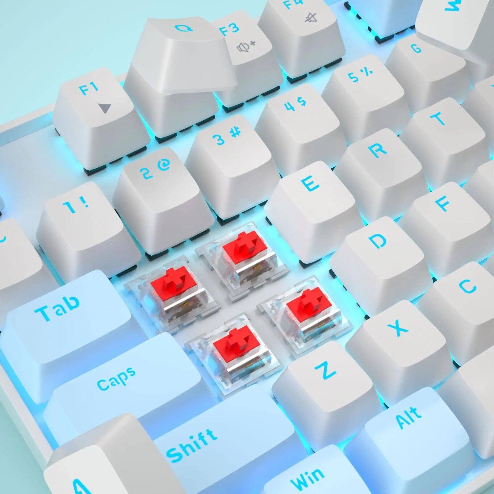 F1 1!
Q F3 3# 2@
F4 4$ E
5% R D
M G T F
Tab Caps Shift A
Z Win
X Alt