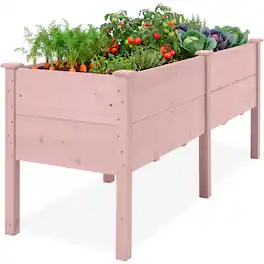 Best Choice Products - 72" x 24" x 30" Raised Garden Bed, Extra Deep 16" Depth, Elevated Wood Planter Stand - Pink