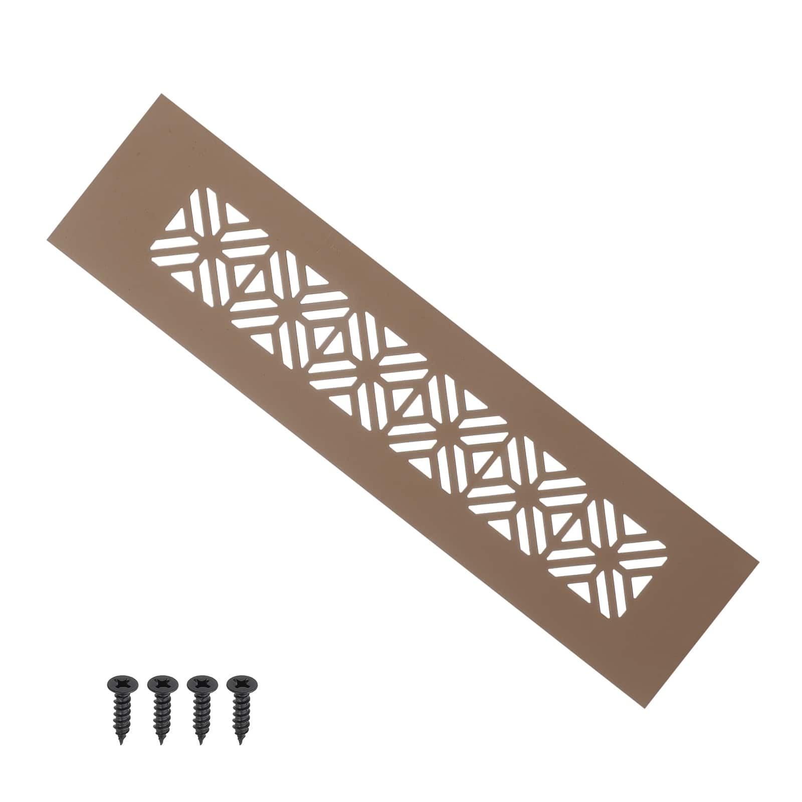 Unique Bargains - 8"x2" Door Air Vent Cover, Heavy Duty Aluminum Alloy Grille Louvered with Mounting Screws for Cabinet Wardrobe - Brown