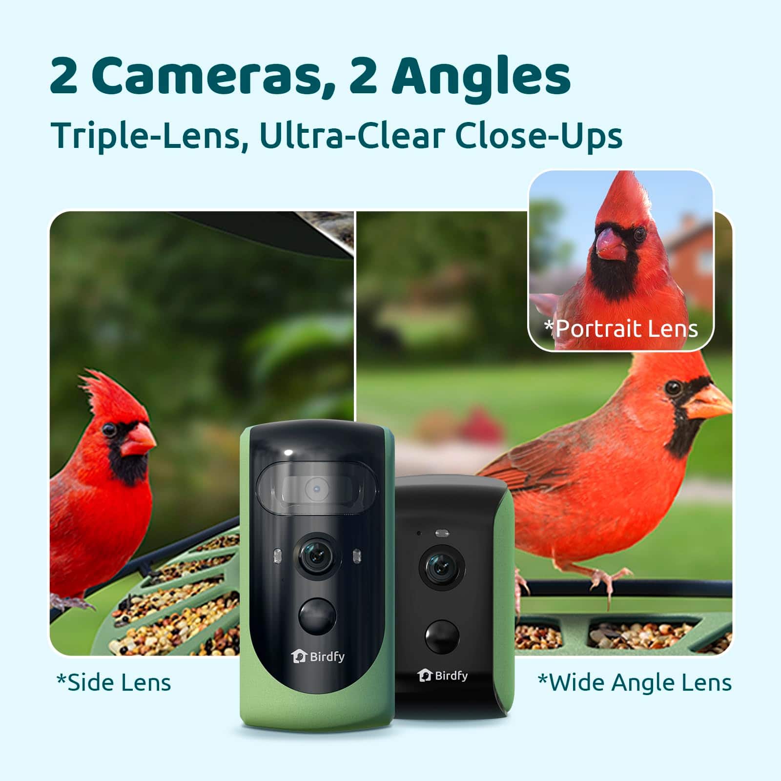 2 Cameras, 2 Angles: Triple-Lens, Ultra-Clear Close-Ups *Portrait Lens *Side Lens *Wide Angle Lens