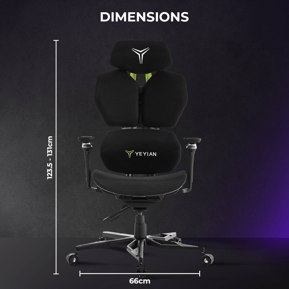YEYIAN Ergonomic Gaming Chair. Lumbar Support, Adjustable Seat