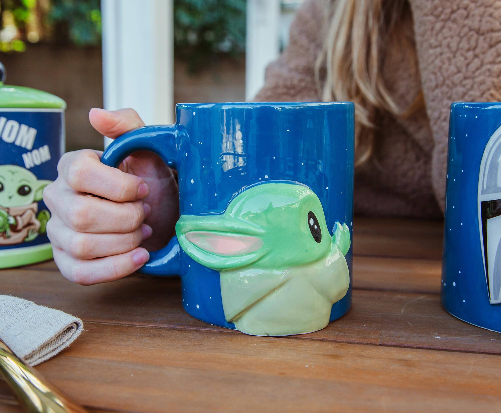 Alt View 2. Star Wars - Star Wars: The Mandalorian And Grogu Sculpted Ceramic Mugs | Set of 2 - Blue.