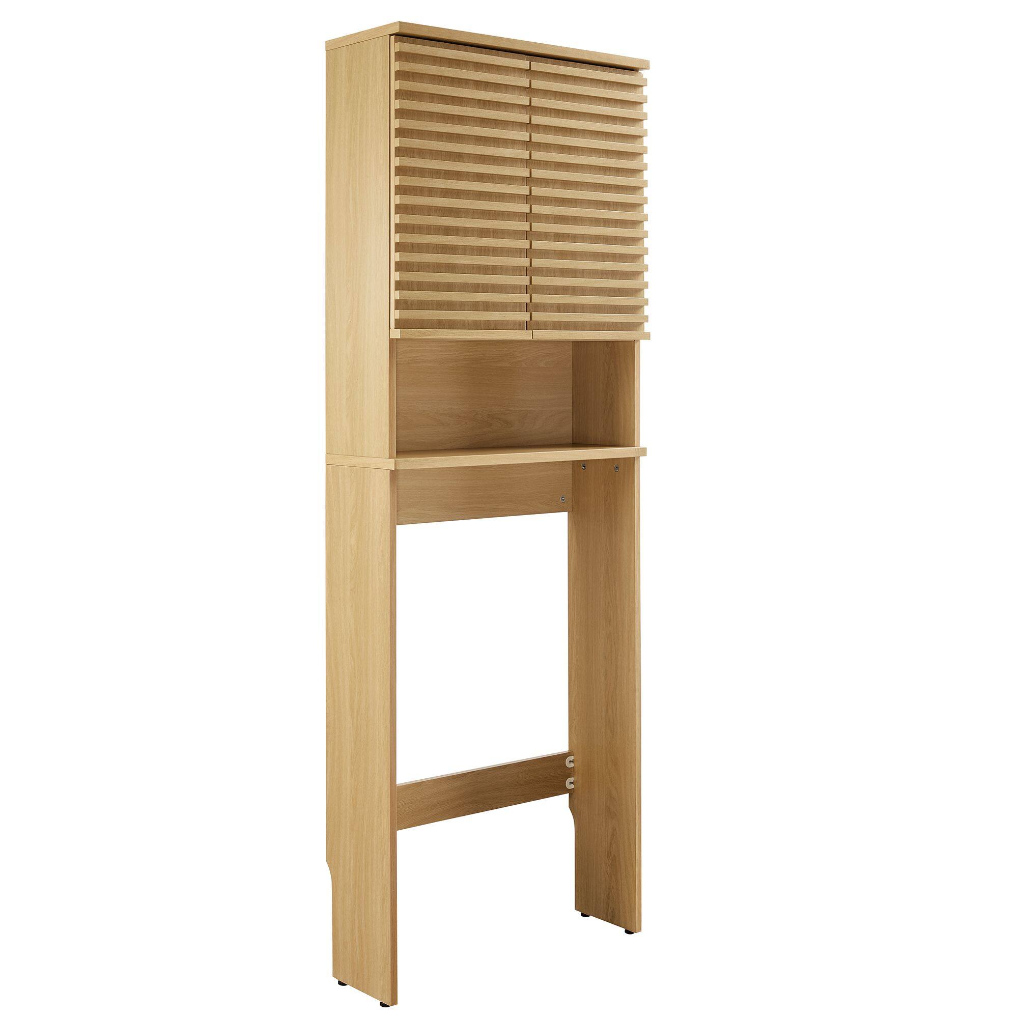 Angle. Modway - Render Over the Toilet Bathroom Storage Cabinet by Modway - Oak.