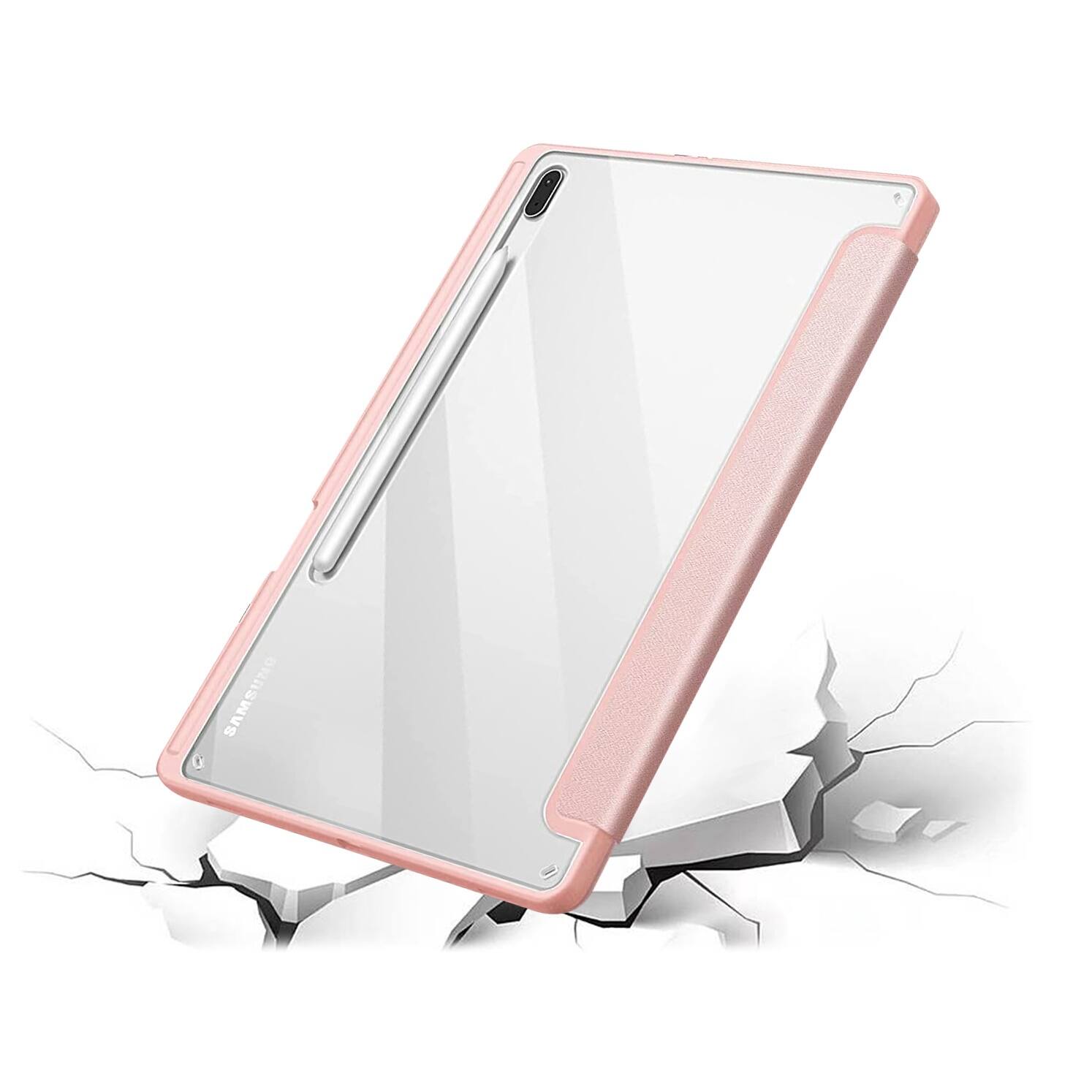 Alt View 11. SaharaCase - Folio Case for Samsung Galaxy Tab S8+ and Tab S7 FE - Clear/Pink.