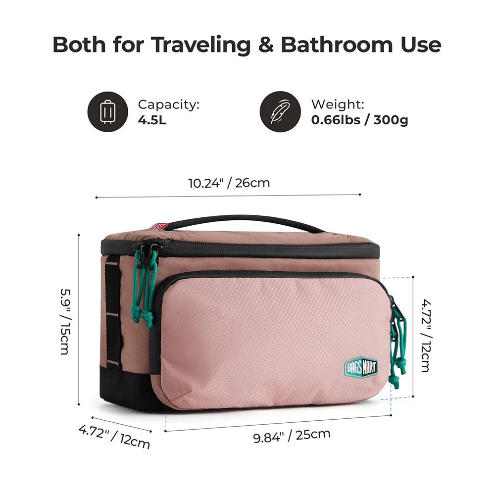 Both for Traveling & Bathroom Use

Capacity: 4.5L

Weight: 0.66lbs / 300g

10.24" / 26cm

5.9" / 15cm

4.72" / 12cm

9.84" / 25cm

4.72" / 12cm