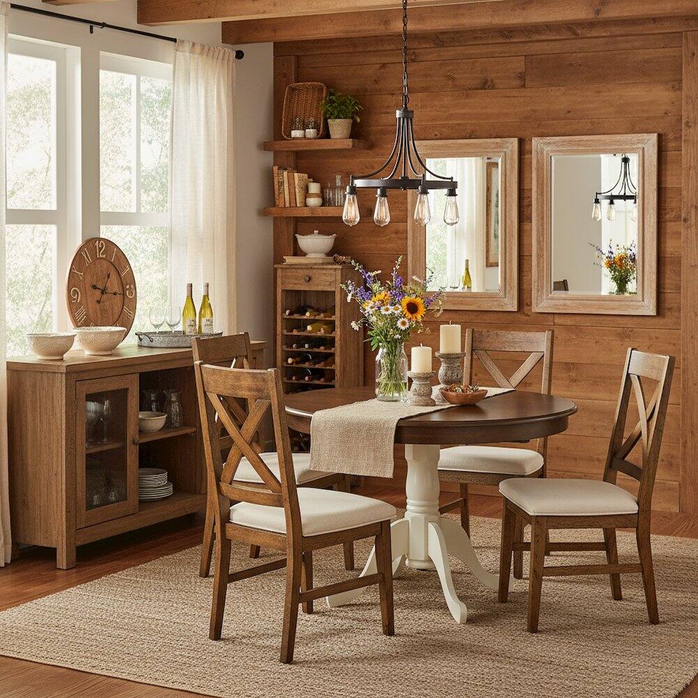 Back. FurniFact - Round Dining Table - Brown.