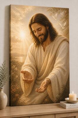 FC Design - Large Soft Joy Christ Canvas 24x36" Ready-to-Hang Religious Art Painting Home Wall Decor Gift Decor - MultiColor