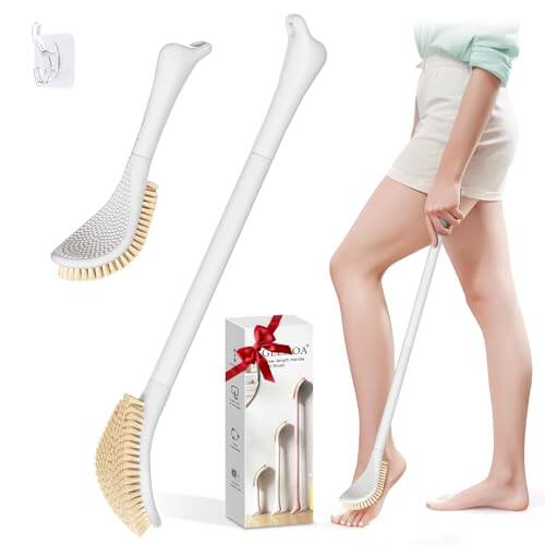 Front. Vulpecula Spade - New Foot Brush with Adjustable Long Handle, 3-in-1 Foot Scrubber for Wet or Dry Brushing, 10.2’’- 27.5’’ Foot Scrub.