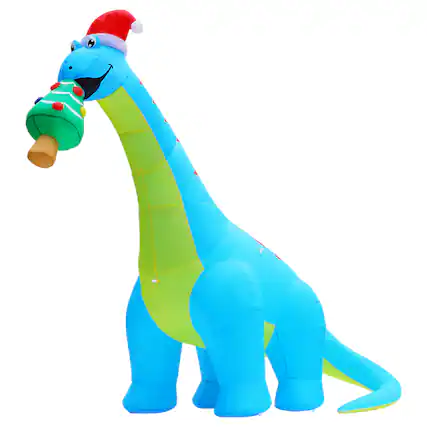 Front. GOOSH Inflatables - GOOSH 10FT Animated Blue Dinosaur Inflatable with Nodding Head and LED Lights - Blue.