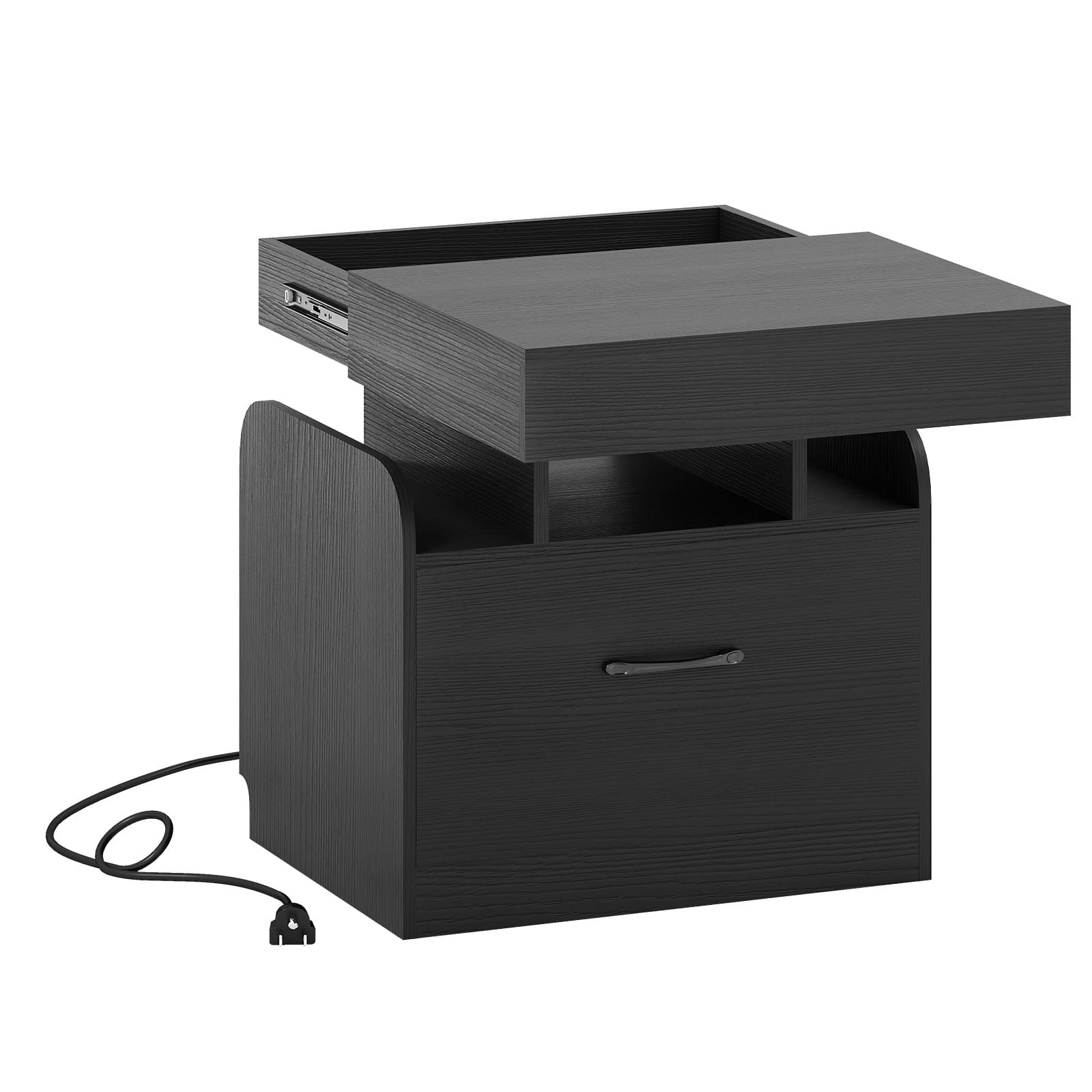 WELLFOR - Modern Nightstand with Charging Station for Bedroom & Living Room - Black price history on PriceWatchPro
