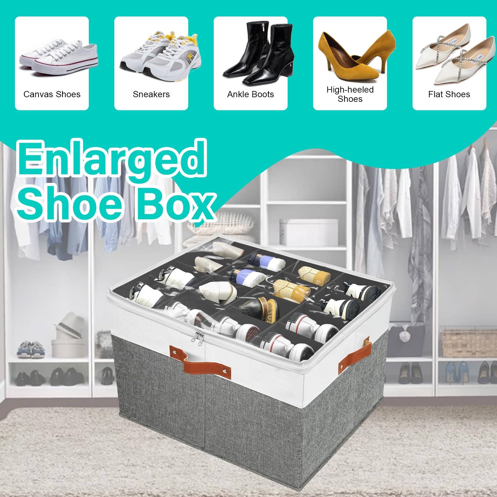 Canvas Shoes  
Sneakers  
Ankle Boots  
High-heeled Shoes  
Flat Shoes  

Enlarged Shoe Box