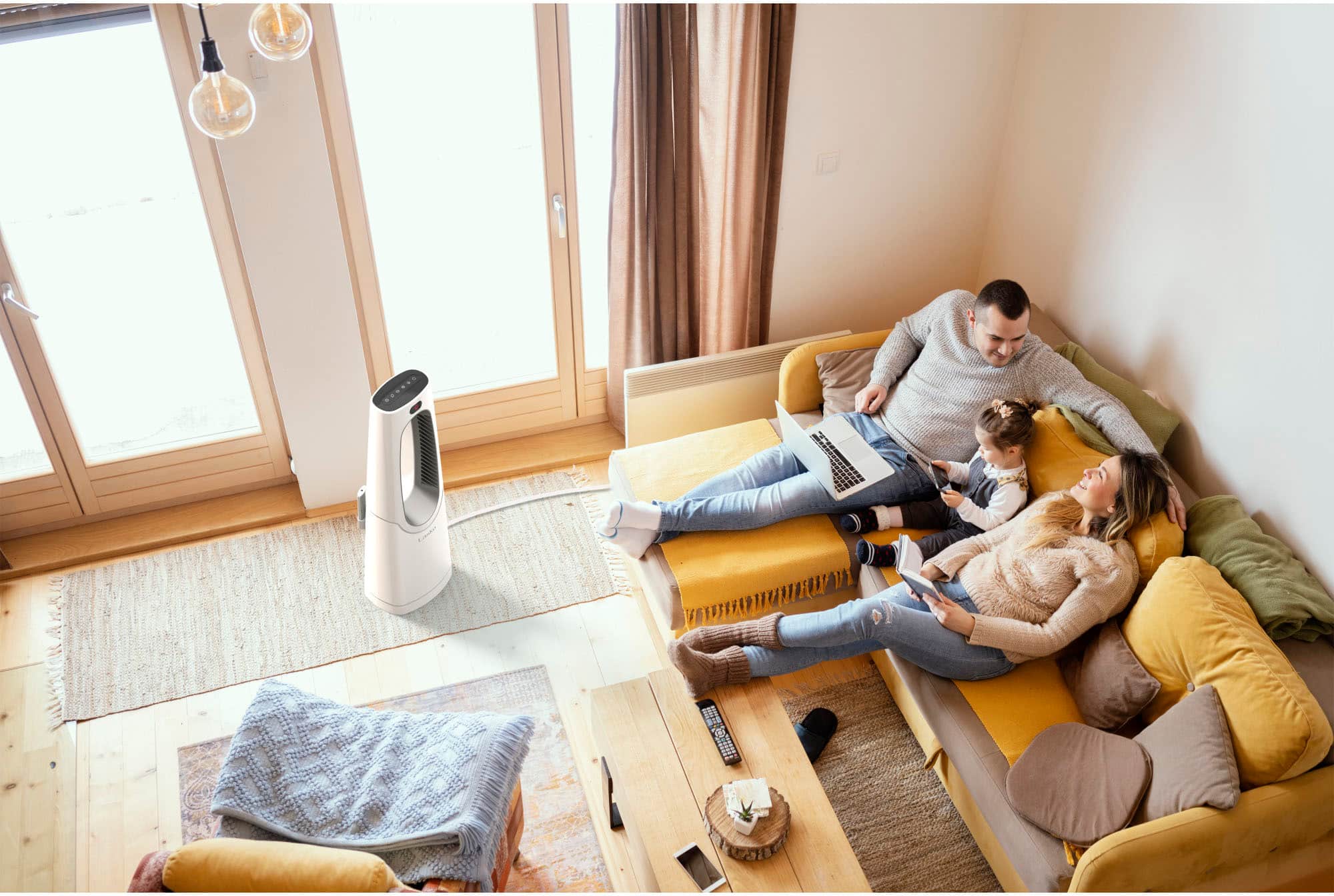 Alt View 20. Lasko - 1500-Watt Bladeless Ceramic Tower Space Heater with Timer and Remote Control, CW105 - White.