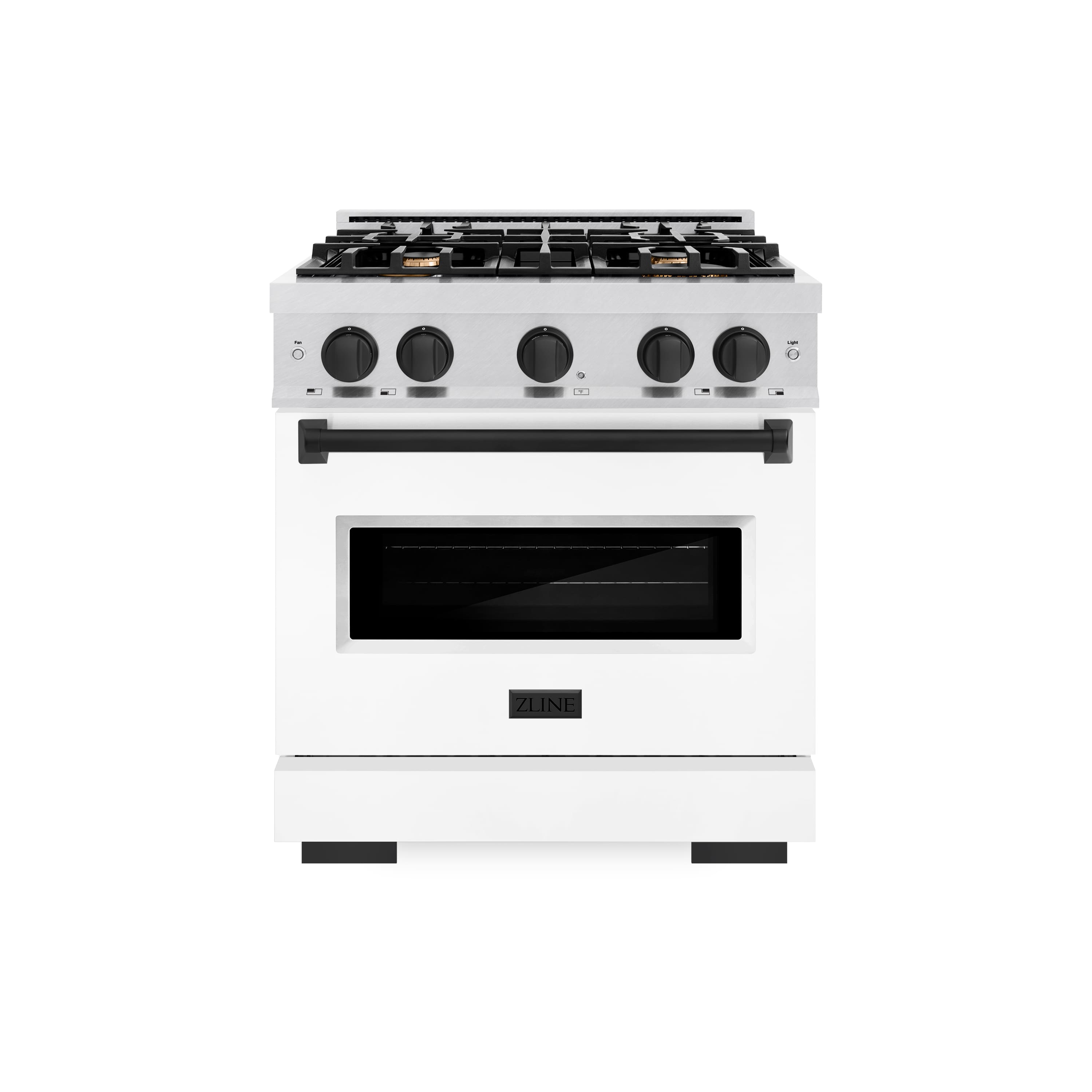 ZLINE - Autograph 30 in. Classic Satin Steel Gas Range with Black Accents (CGRSZ-WM-30-MB) - Black Matte - Front_Zoom