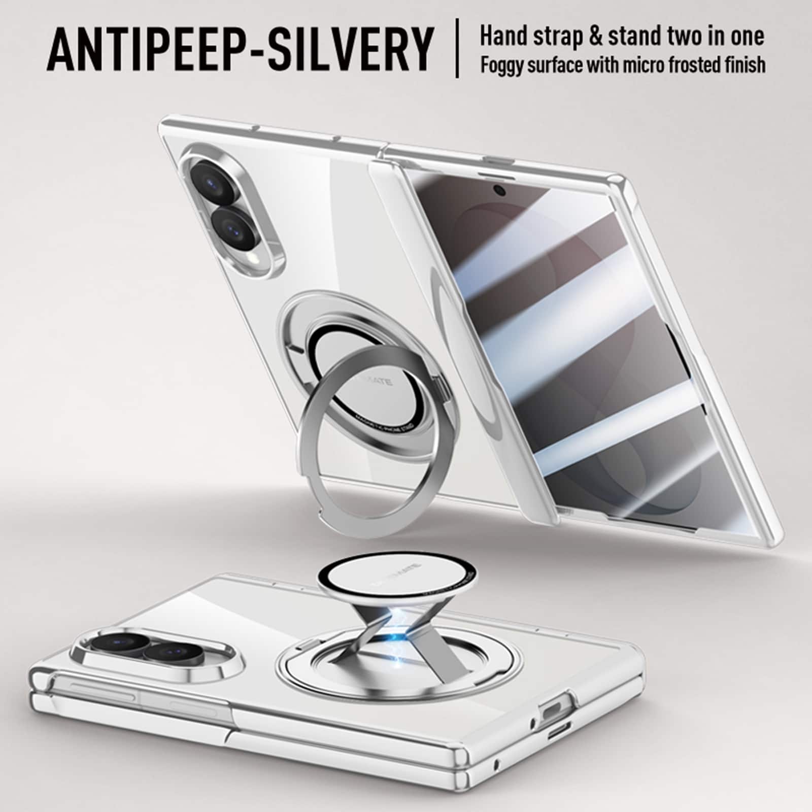 Dteck - Shockproof Magnetic Case for Samsung Galaxy Z Fold8 with 2-in-1 Stand, Rigid Plastic Cover Built-in Privacy Screen Glass - Silver price history on PriceWatchPro