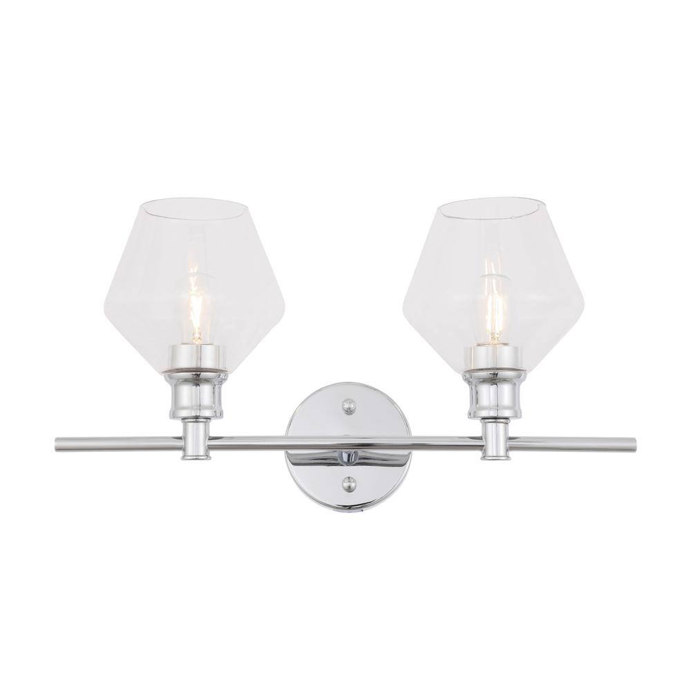Alt View 10. Living District - Gene 2 light Chrome and Clear glass Wall sconce - Chrome And Clear Glass.