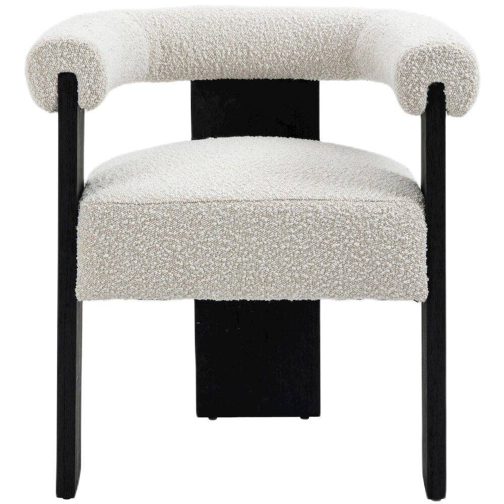 Alt View 3. Meridian Furniture - Barrel Cream Boucle Fabric Dining Chair - Beige.