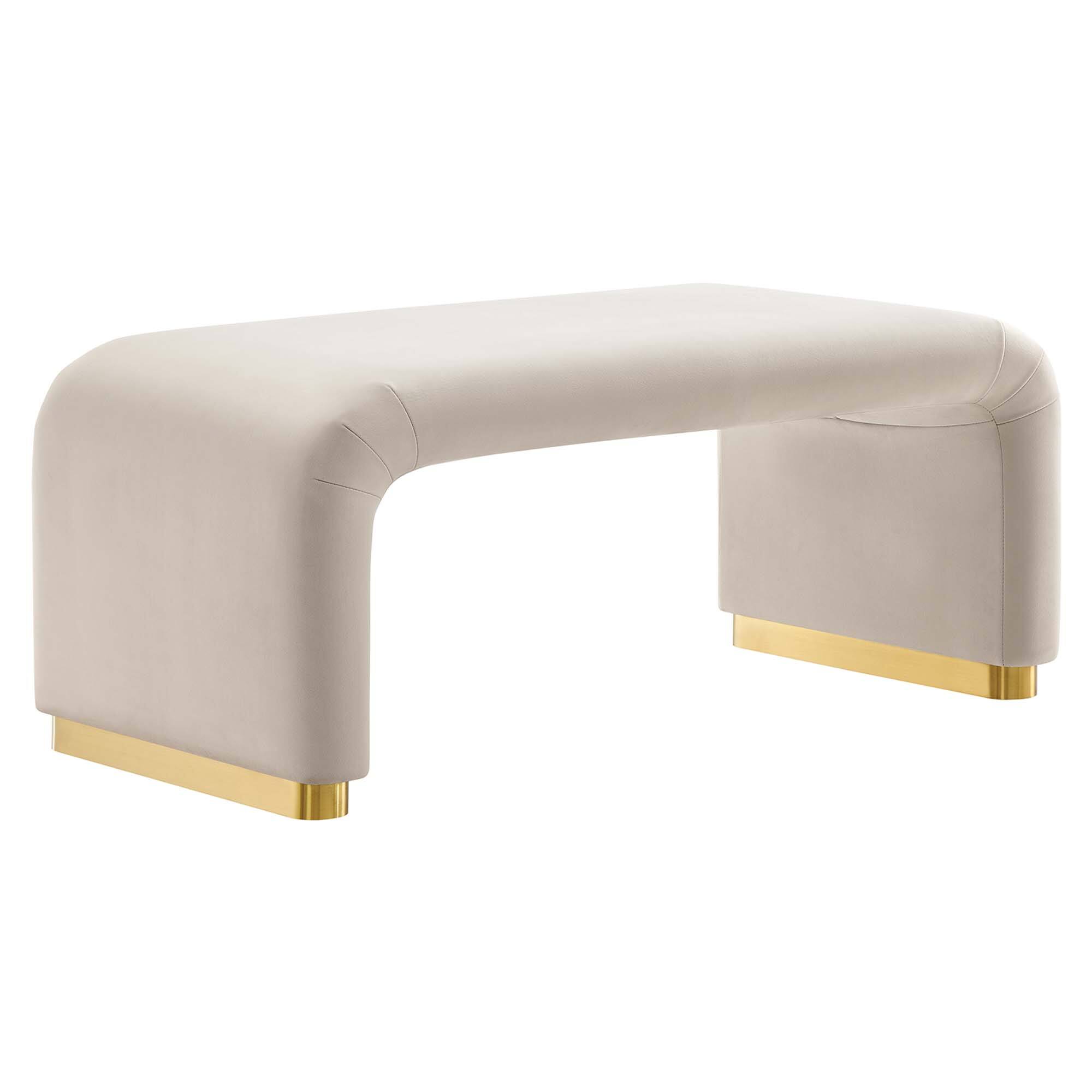 Angle. Modway - Koda Performance Velvet Waterfall Ottoman by Modway - Brass Almond.
