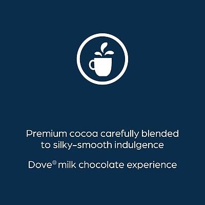 Premium cocoa carefully blended to silky-smooth indulgence  
Dove® milk chocolate experience