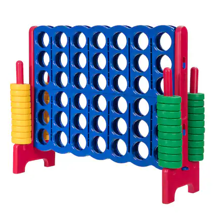 Front. Gymax - Gymax Jumbo 4-to-Score Game Set Giant 4 in A Row Kids Adults w/ 42 Jumbo Rings - Blue.